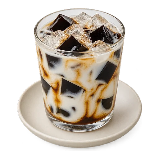 Grass jelly with milk